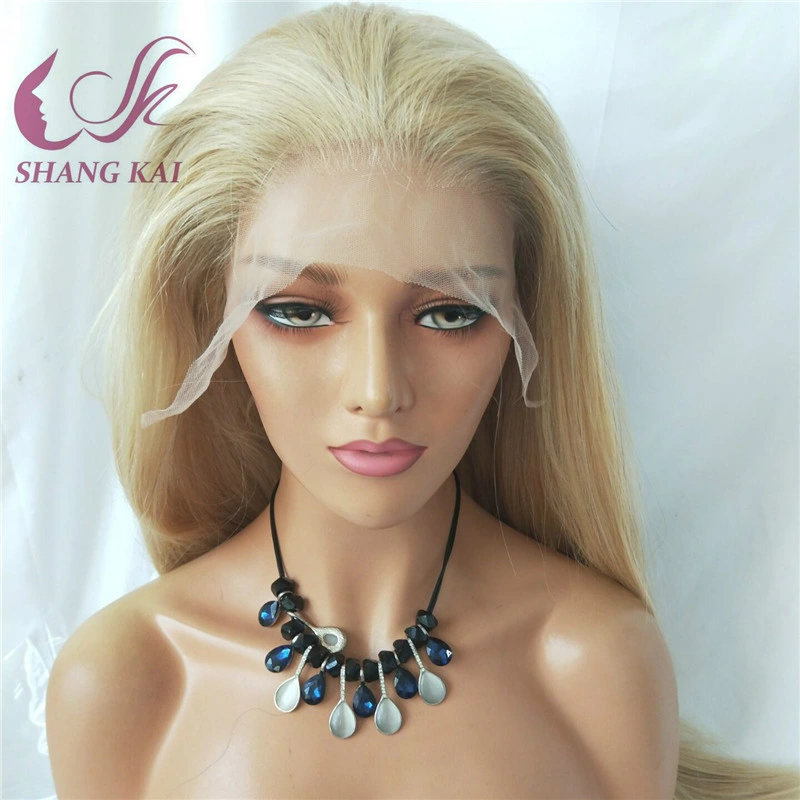 Brazilian Good Quality Silky Straight Full Lace Wig Swiss Long Blonde Human Hair Wig