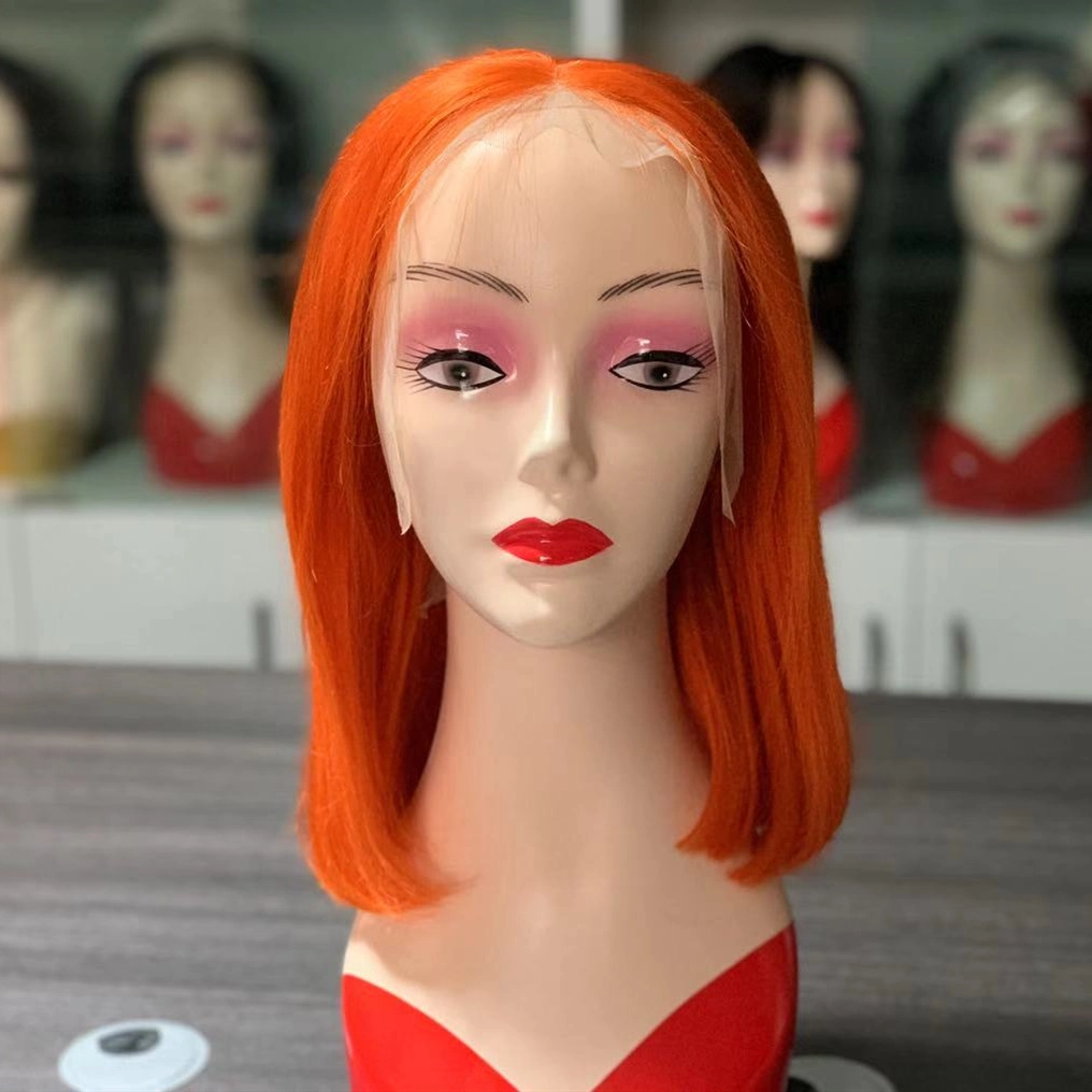 Wholesale Pink Yellow Orange Color Brazilian Virgin Human Hair Colored Lace Frontal Bob Wig