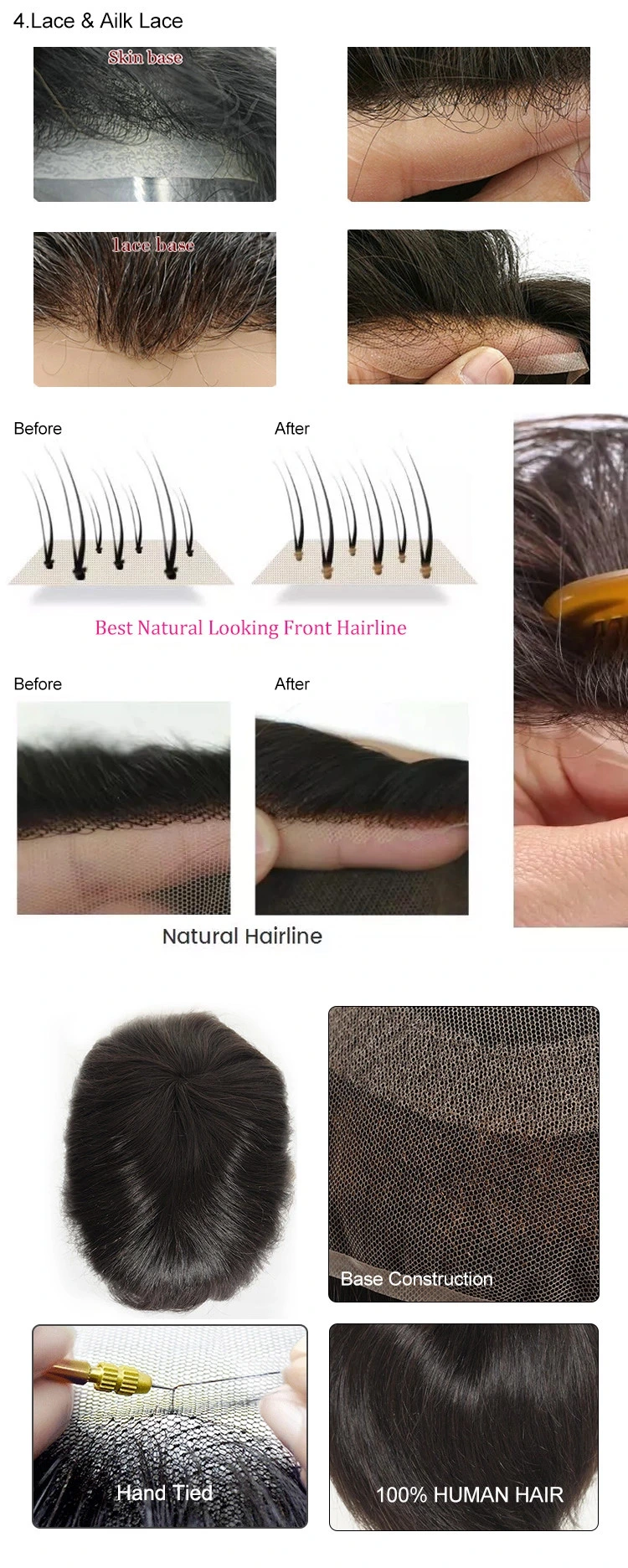 100% Human Hair Wig for Black Men Human Hair Afro Toupee