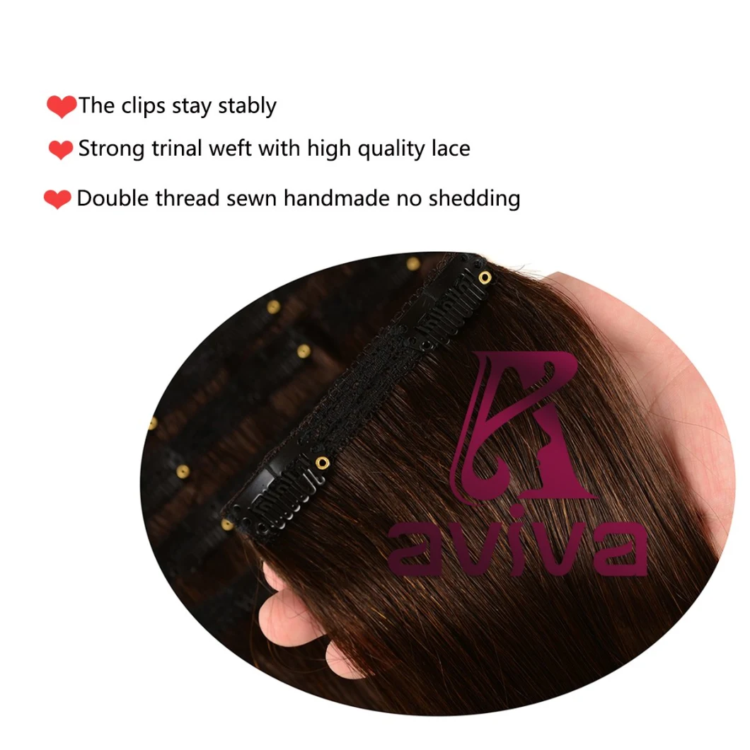 Virgin Human Hair Extension Full Head 7PCS Sets Clip in Hair Extension Brazilian Hair Extension 2# 14inch Hair Extension for Full Head (AV-CH05-2#)