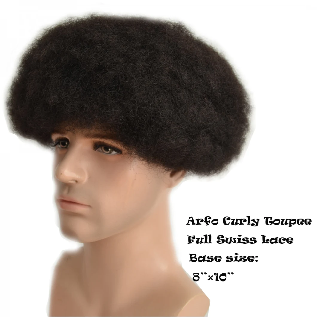 100% Human Hair Wig for Black Men Human Hair Afro Toupee