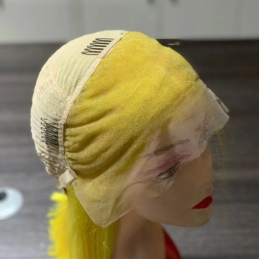 Wholesale Pink Yellow Orange Color Brazilian Virgin Human Hair Colored Lace Frontal Bob Wig