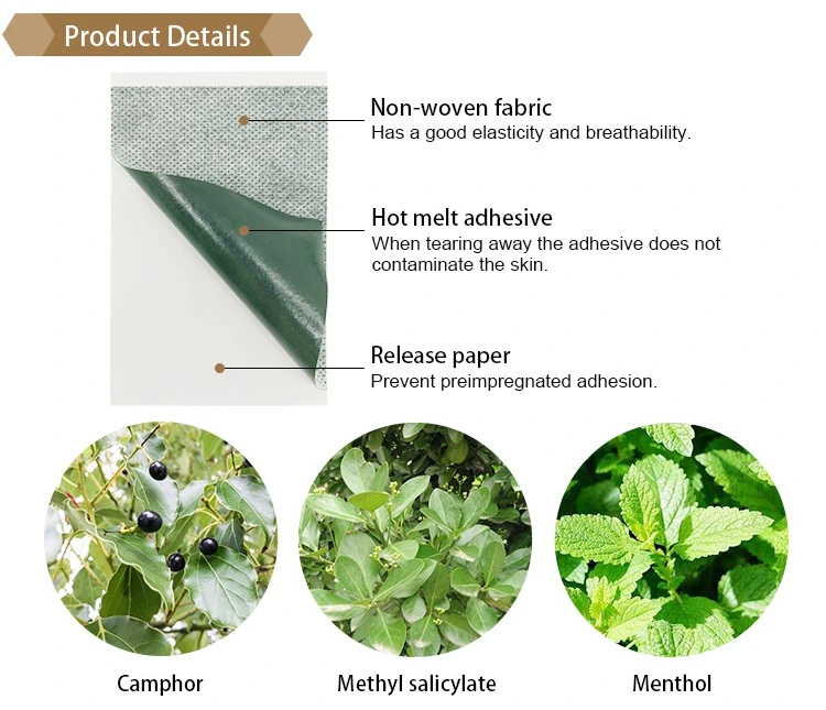 Customized Product 7X10cm Non-Woven Fabric Green Gel Pain Relief Patch