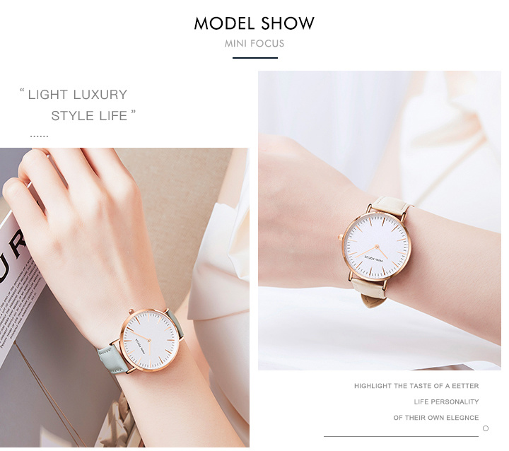 Minifocus Lady Watch Mini Focus Minimalist Day Date Leather Band Quartz Watches Montre Mini Focus