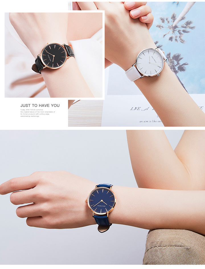 Minifocus Lady Watch Mini Focus Minimalist Day Date Leather Band Quartz Watches Montre Mini Focus