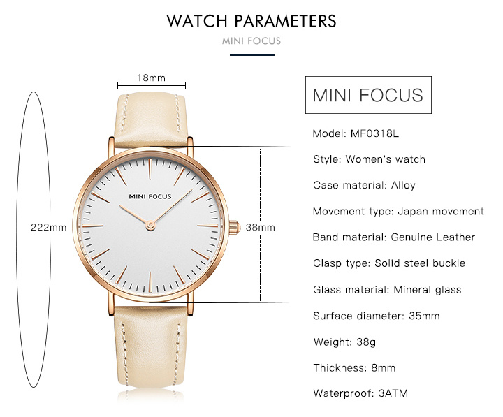 Minifocus Lady Watch Mini Focus Minimalist Day Date Leather Band Quartz Watches Montre Mini Focus