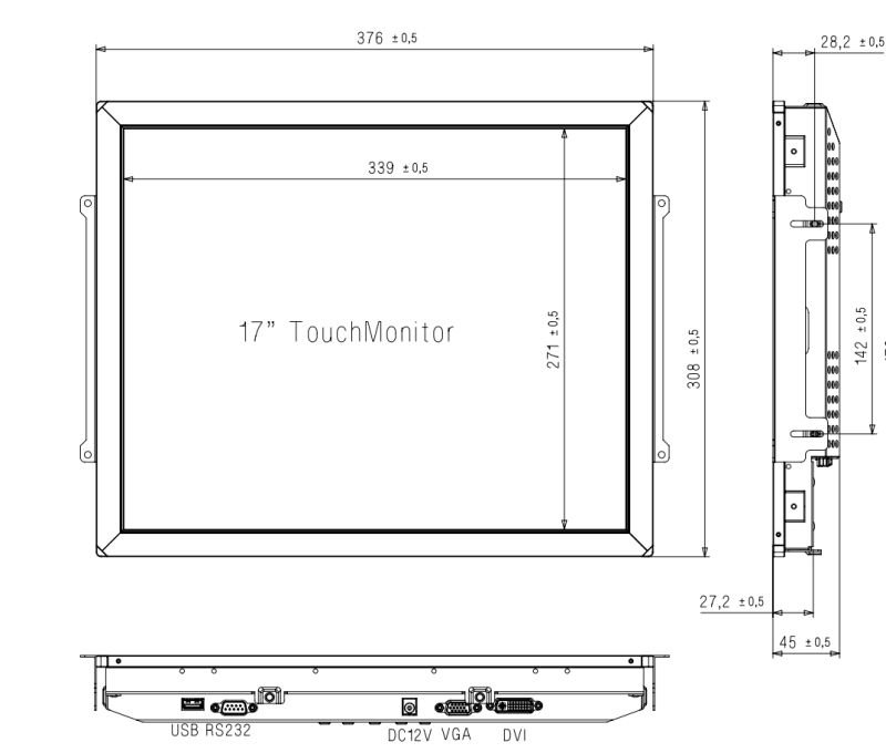 17 Inch IR Touch LCD Monitor 17" IR Touch Panel Display Monitor