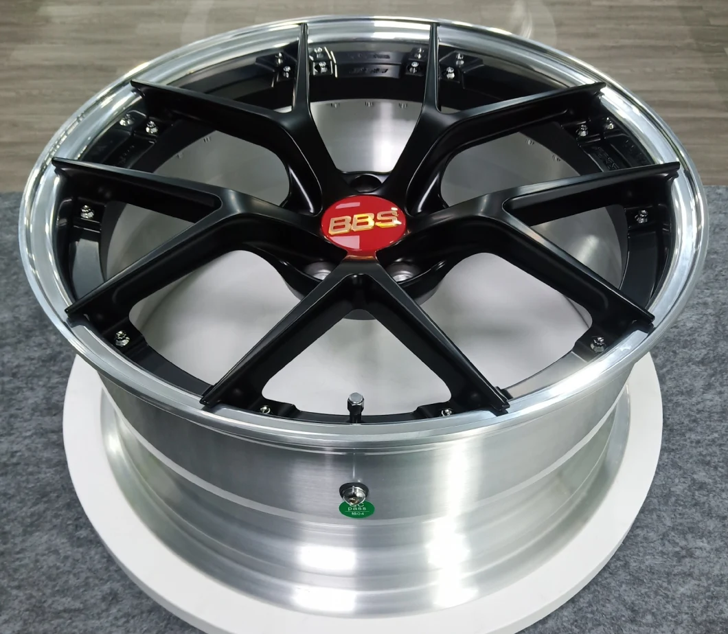 2 Piece Forged Aluminum Mag Rims Wheel with Wheel Barrel Brushed and Center Disk Black Painting