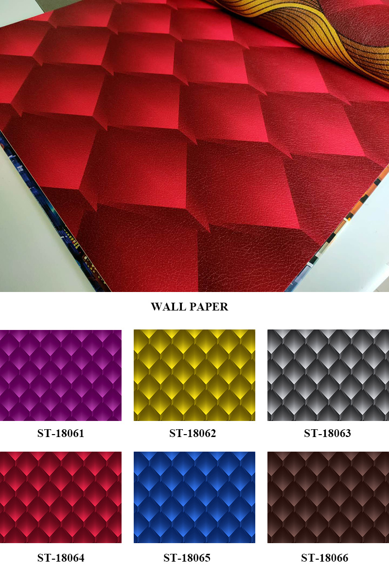 Waterproof PVC Embossing Modern 3D Diamond Wall Paper