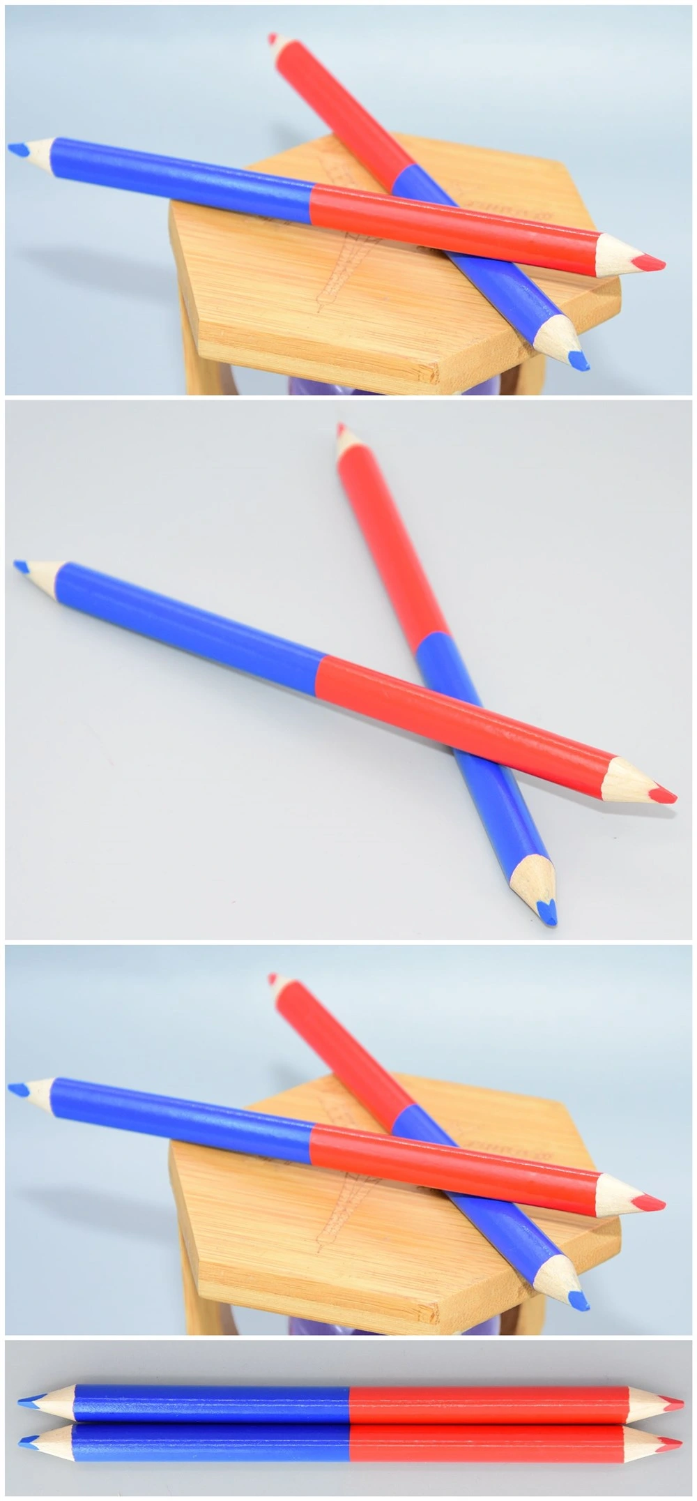 Carpenter Use Jumbo Triangle Bicolor Red/Blue Double Color Carpenter Pencil