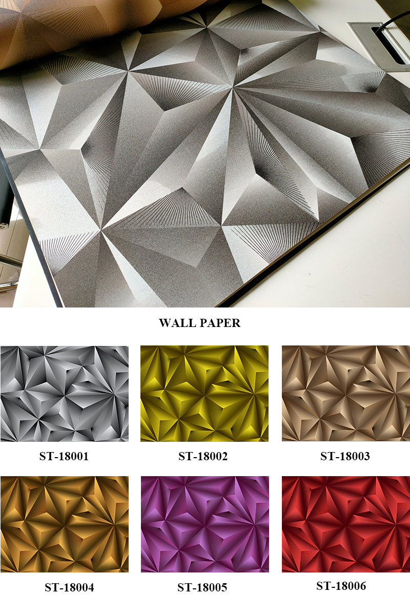 Waterproof PVC Embossing Modern 3D Diamond Wall Paper