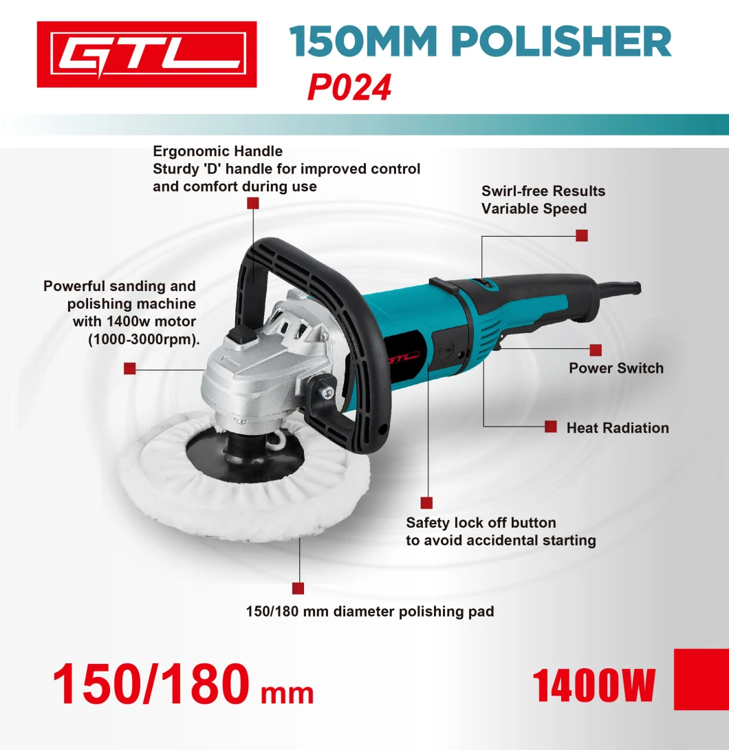 1400W Electric Polisher Power Tools, Car Polisher, 180mm Power Tools Grinder Electric Car Polisher