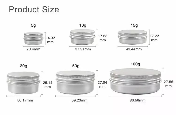 15g 30g 50g 60g Aluminum Cosmetic Jar with Embossing