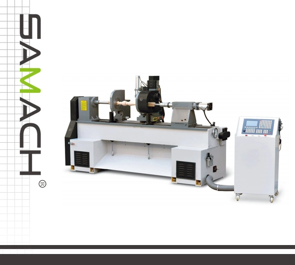 Solid Wood Double Cutter Semi-Automatic CNC Lathe Machine