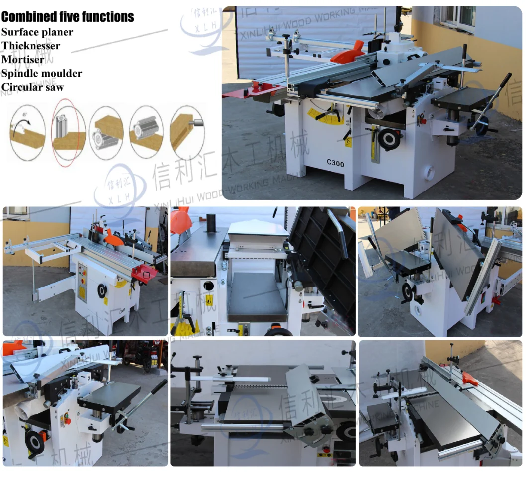 Europe Ce Sicar Carpentry Combined Multi-Use Universal Woodworking Machines 5 Works Combines Wood Working Machine with Working Tables 326*1112mm