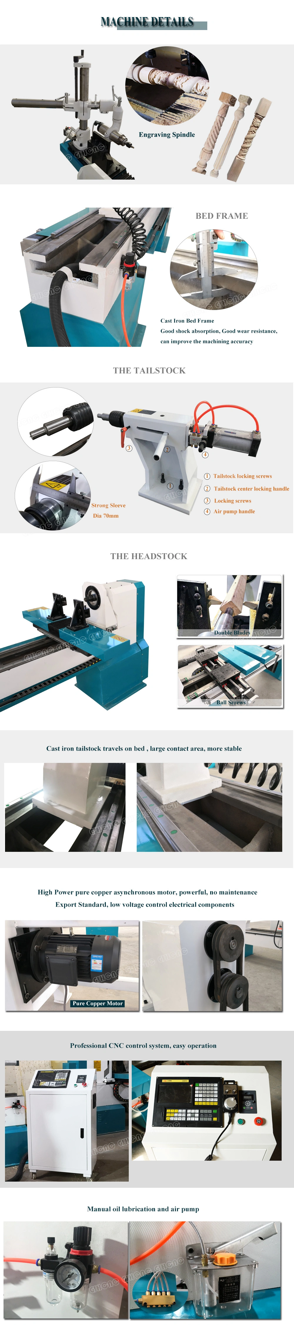 1530/1020/1220 Automatic CNC Wood Turning Lathe Machine