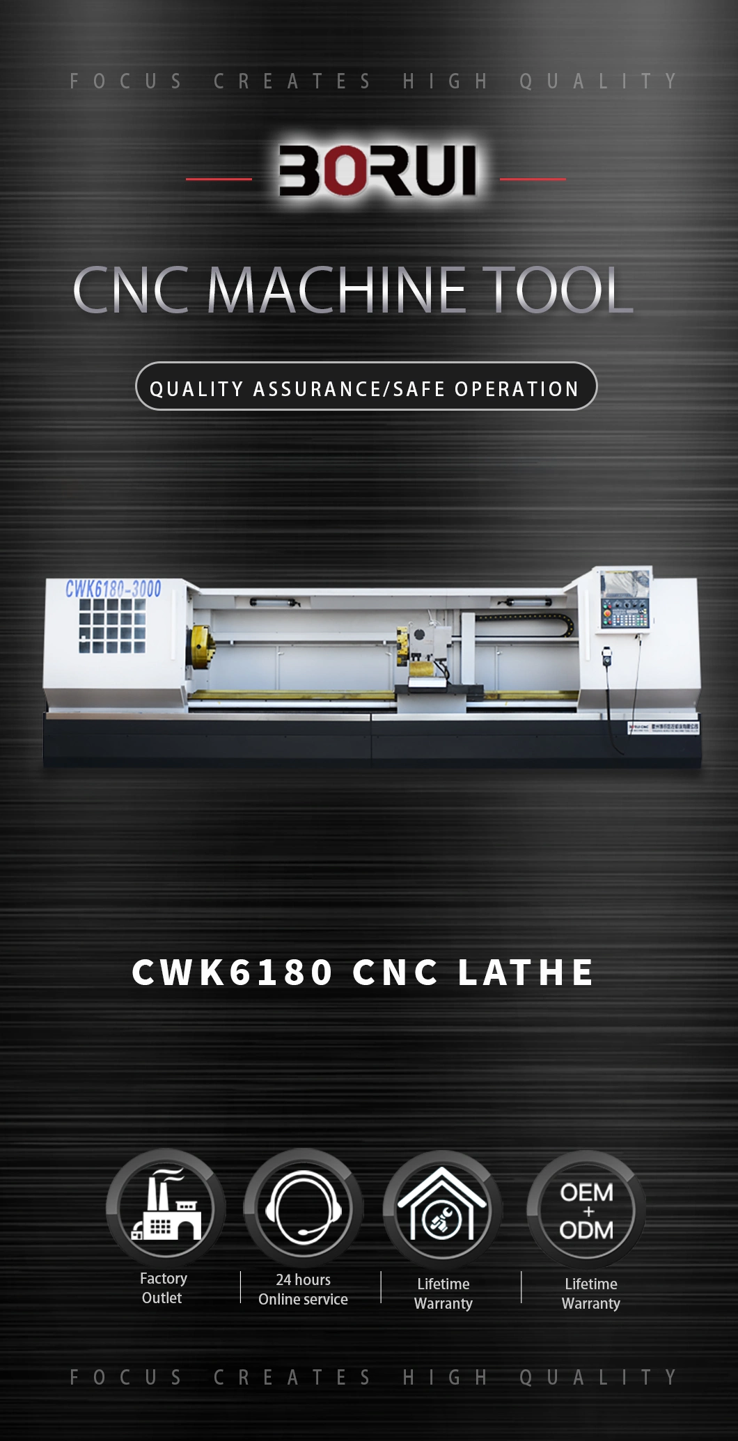 CNC Lathe Machine Model Ck6180 Metal Work-Piece Turning Metal Lathe