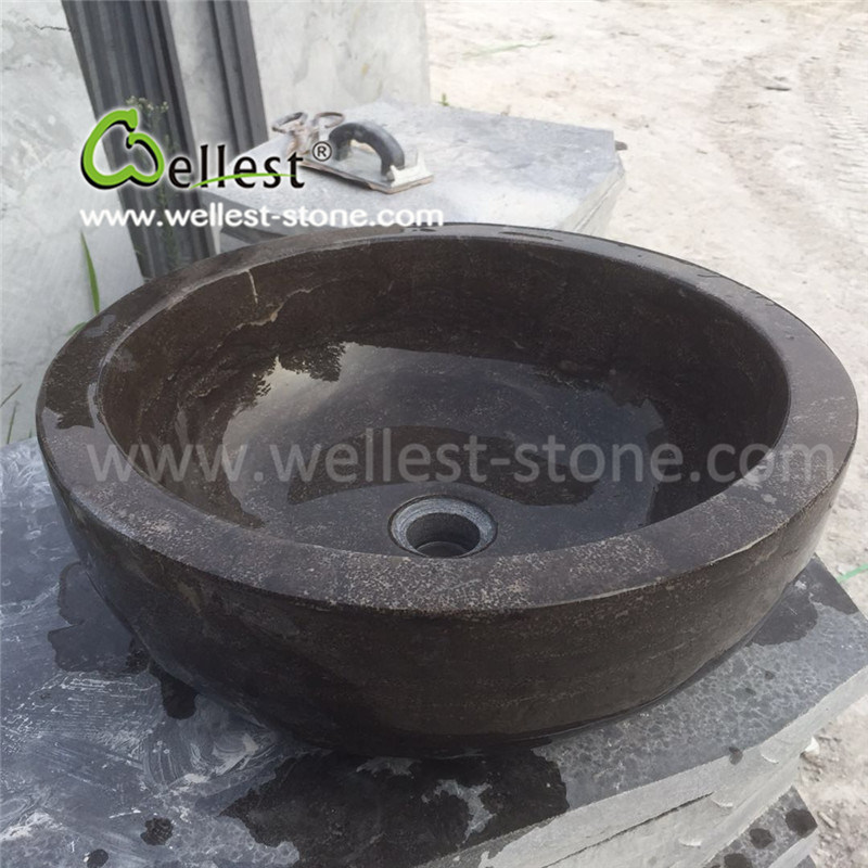 Antique Feeling Round Blue Limestone Tabletop for Coffee Shop Restaurant