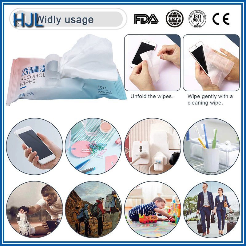 Customized 10 Pieces Wet Wipes for Sterilize with Plastic Lid