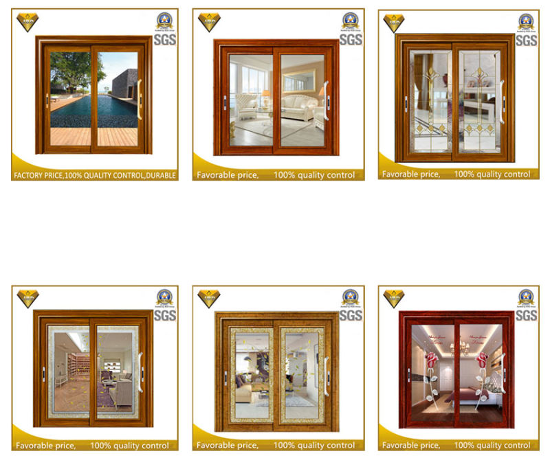 Double Glazing Glass Wood Grain Balcony Aluminum Lift Sliding Door