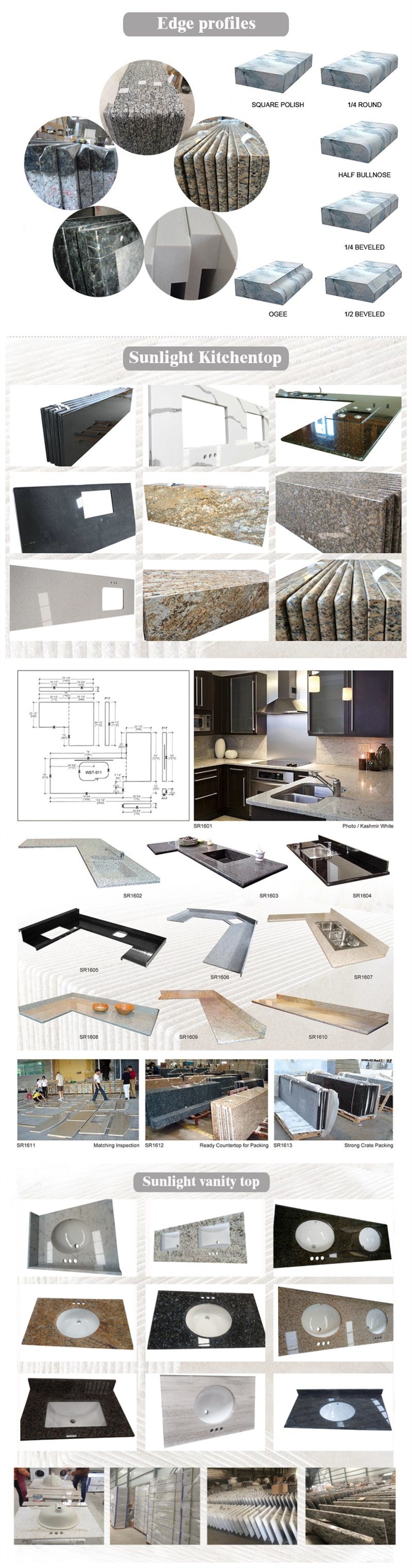Cheap Popular Andromeda White Granite Stone Kitchen Worktop for Apartment