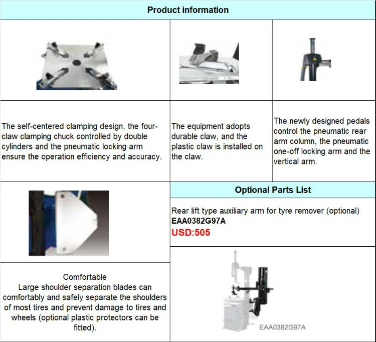 220V Blue-Point Shop Equipment and Garage Tools Automatic Swing Arm Tire Changer Machine Eewh757AC1