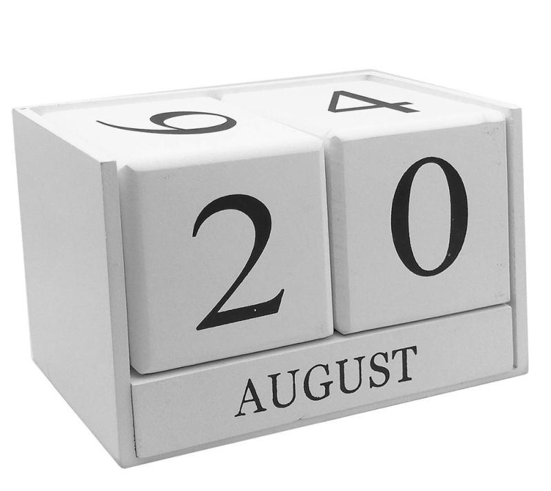 Handmade Wooden Desktop Blocks Perpetual Calendar for Home Office Decor