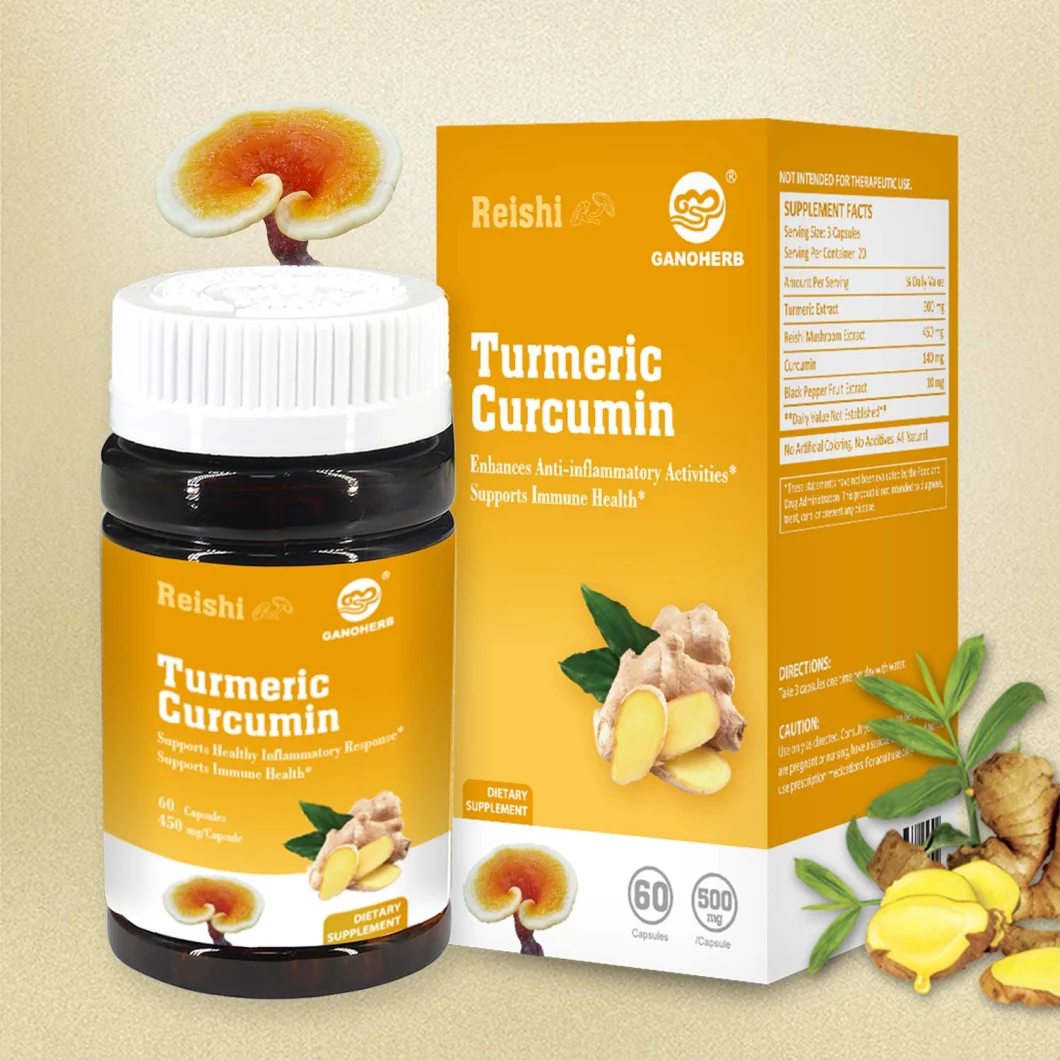 Ganoherb Boost Immunity and Anti-Inflammatory Curcumin Turmeric Supplement Powder Capsules Manufacturer