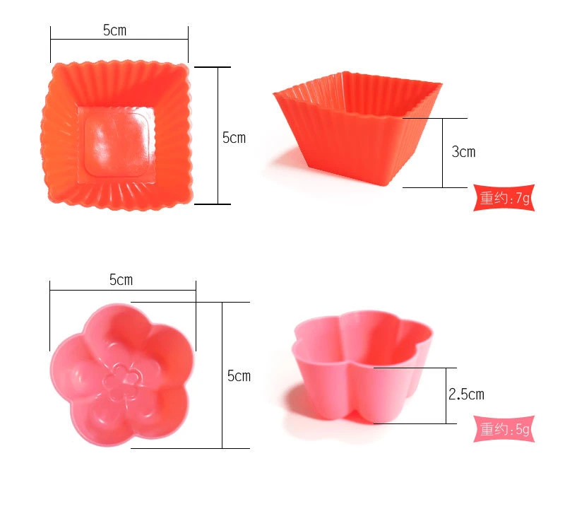 Random Color Different Shape Cup Cake Tool Bakeware Muffin Cupcake Silicone Baking Molds for DIY