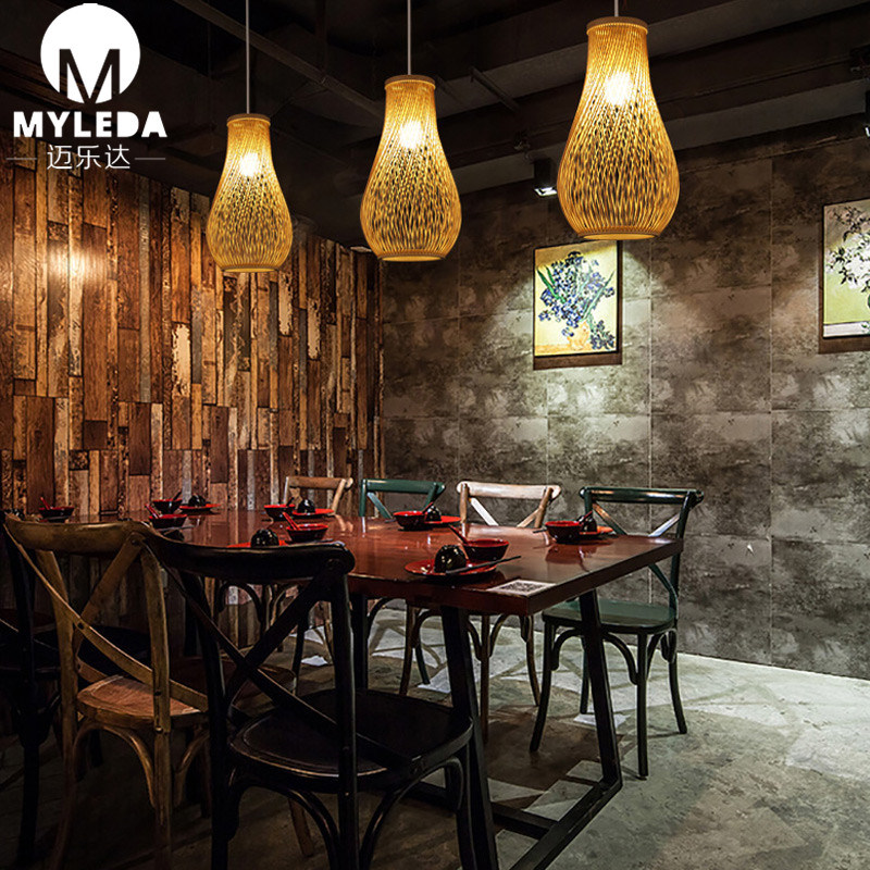 Rustic Vintage Bar Restaurant Bamboo Cage Pendant Hanging Lamp