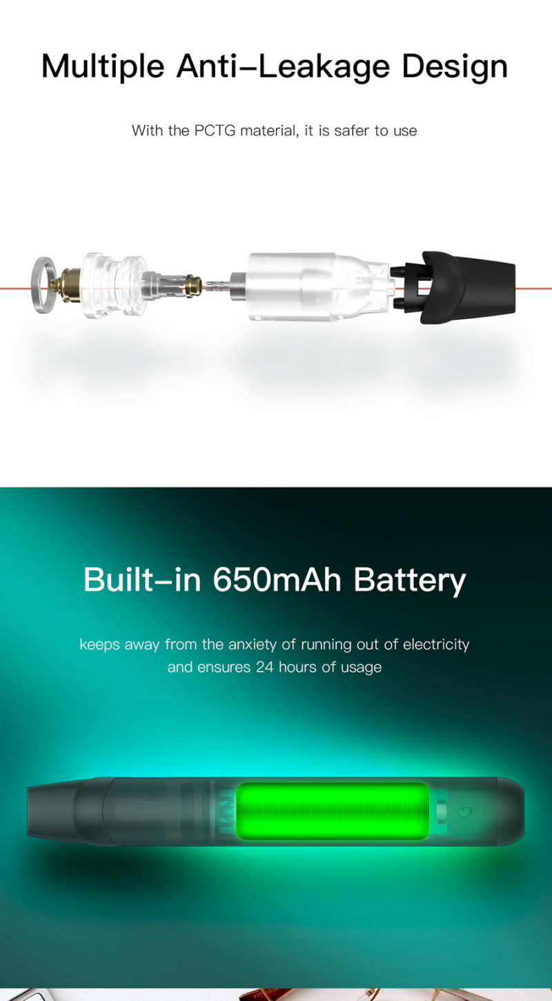 Approx 500puffs Refillable Vape Mod 650mAh Rechargeable Ecigs with 2ml Vape Juice Pods