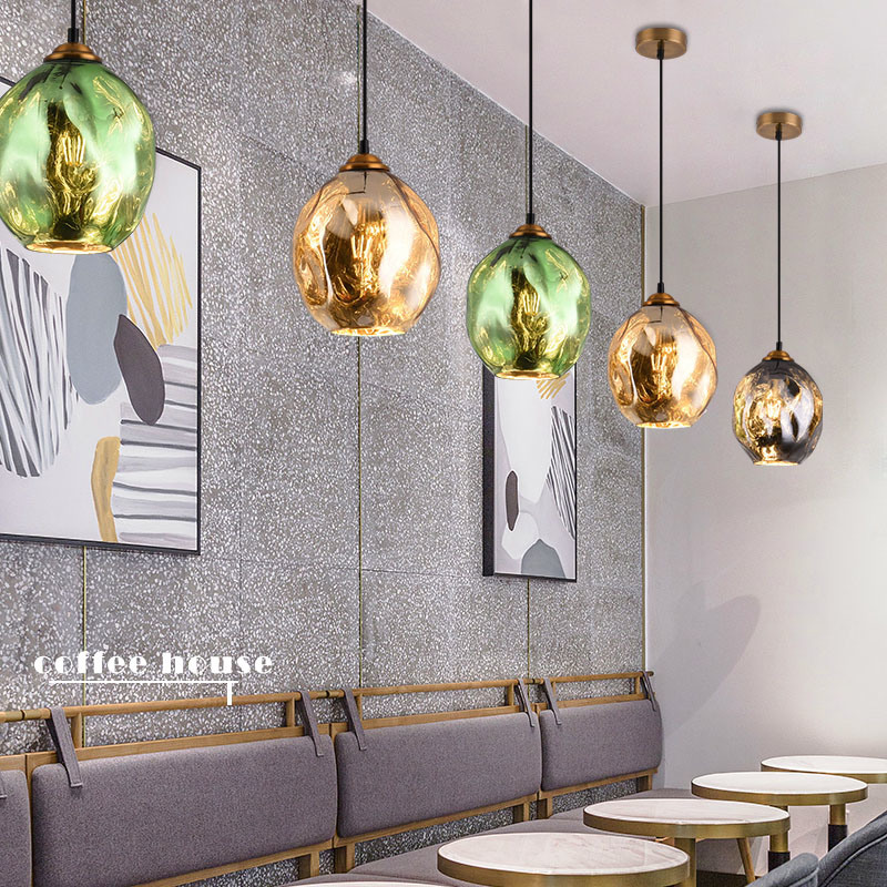 Electroplating Glass Pendant Lamp Shining Hanging Glass Suspension Lighting