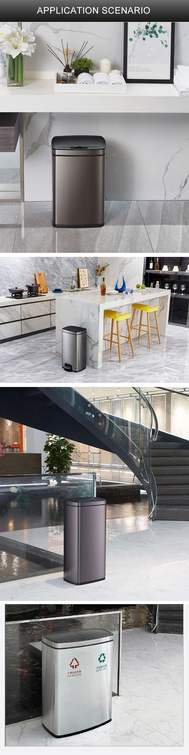 Sensor Kitchen Garbage Bin Space-Saving Design Trash Can