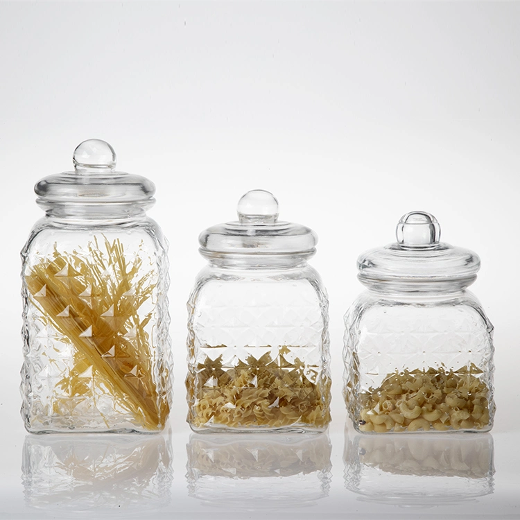 Airtight Customized Glass Lid Glass Food Storage Jar Bottle with Airtight Glass Lid