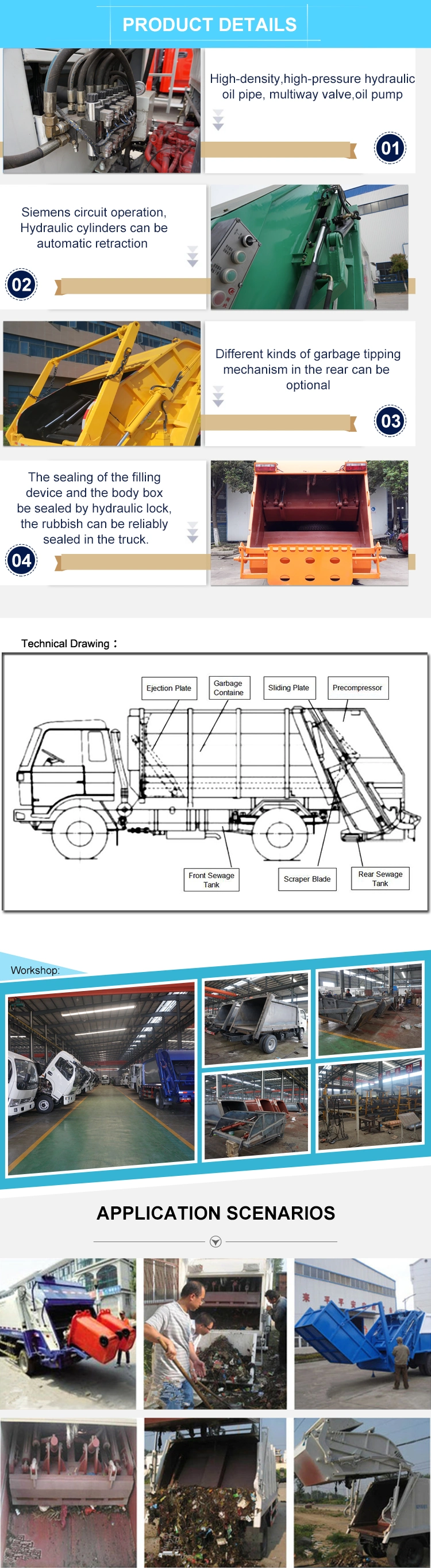 Trash Compression Trash Can Waste Collector Compactor Model Garbage Truck