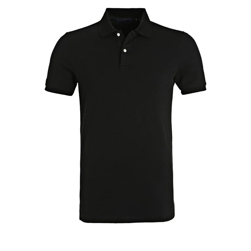 Wholesale Plain Black Elegant Short Sleeve Close-Fitting Leisure Men Poloshirt