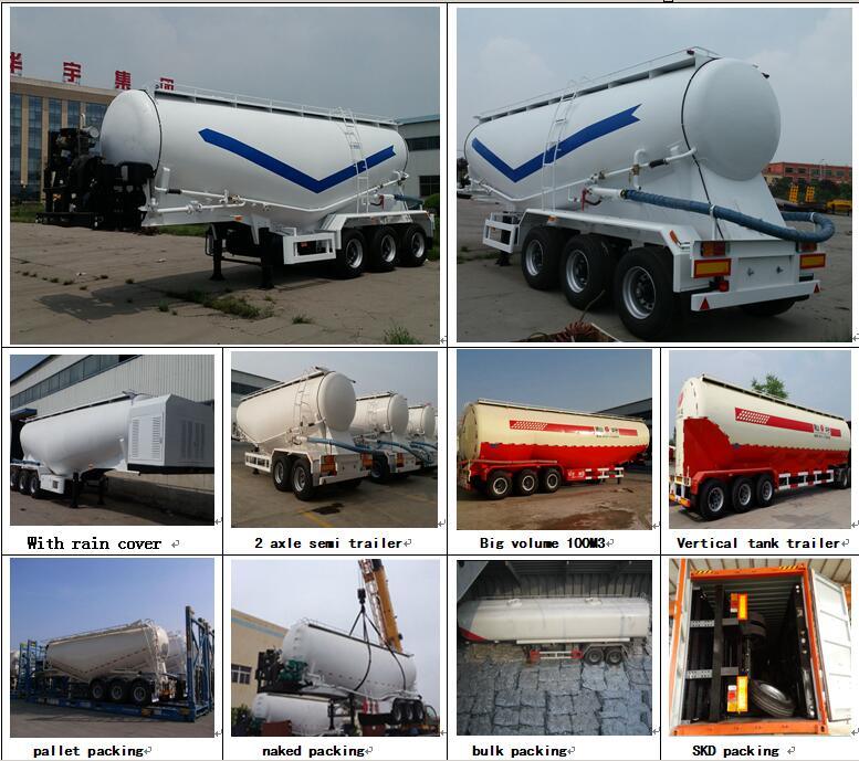 Carbon Steel/Q235/Q345 30t/40t/50t/60t Capacity Bulk Cement Trailer