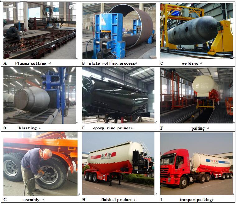 Carbon Steel/Q235/Q345 30t/40t/50t/60t Capacity Bulk Cement Trailer