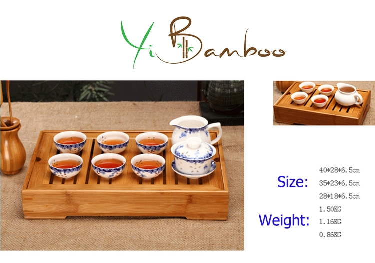 Bamboo Tea Trays Kung Fu Tea Table Accessories Chinese Tea Serving Tray Set with Drain Rack