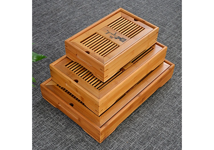 Bamboo Tea Trays Kung Fu Tea Table Accessories Chinese Tea Serving Tray Set with Drain Rack