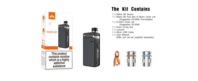 Wholesale E Cigarette Matrix 80W Pod System with 0.16ohm Coil Wholesale Vape