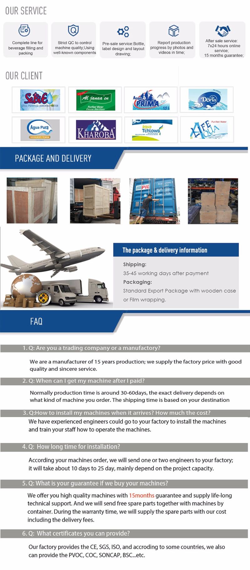 Liquid Beverage Drink Filling Bottling and Packaging Machinery