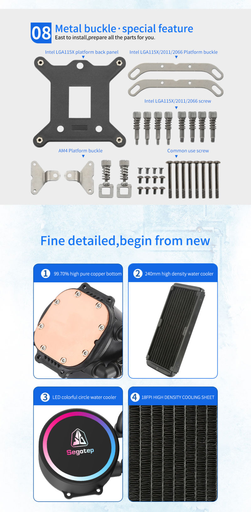 Segotep 240 Liquid Cooling Fan CPU Liquid Cooler