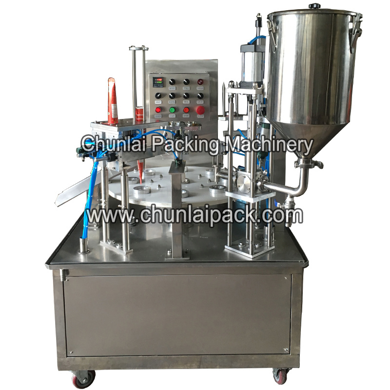 Full-Automatic Rotary Type Chili Sauce Cup Filling Sealing Machine