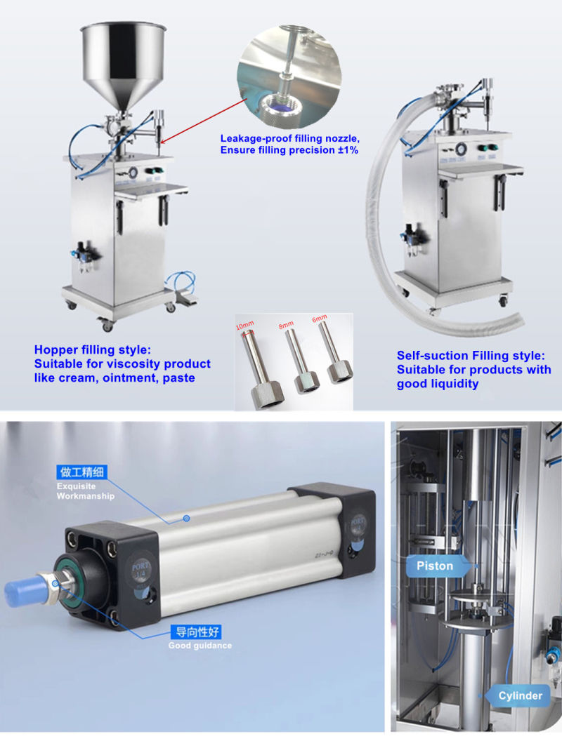 Vertical 50-500ml Semi-Automatic Full Air Bottle Filling Machine for Cream/Paste