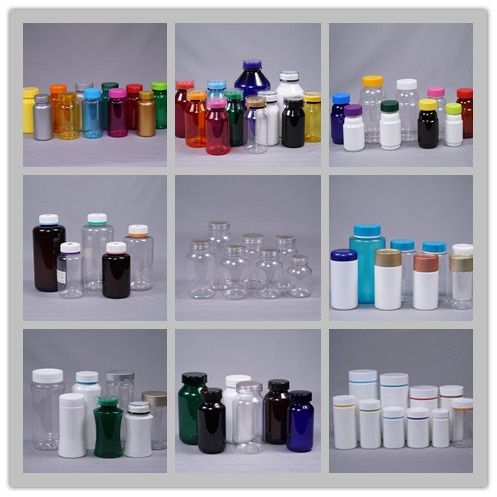 Plastic Pet Green Round Bottle for Medicine/Cosmetic Packaging with Various Cap