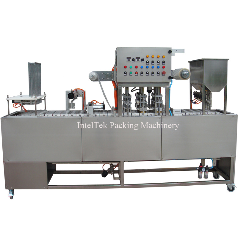 2 4 6 8 Nozzles Automatic Plastic Cup Filling and Sealing Machine for Pure Water/Yogurt/Sauce