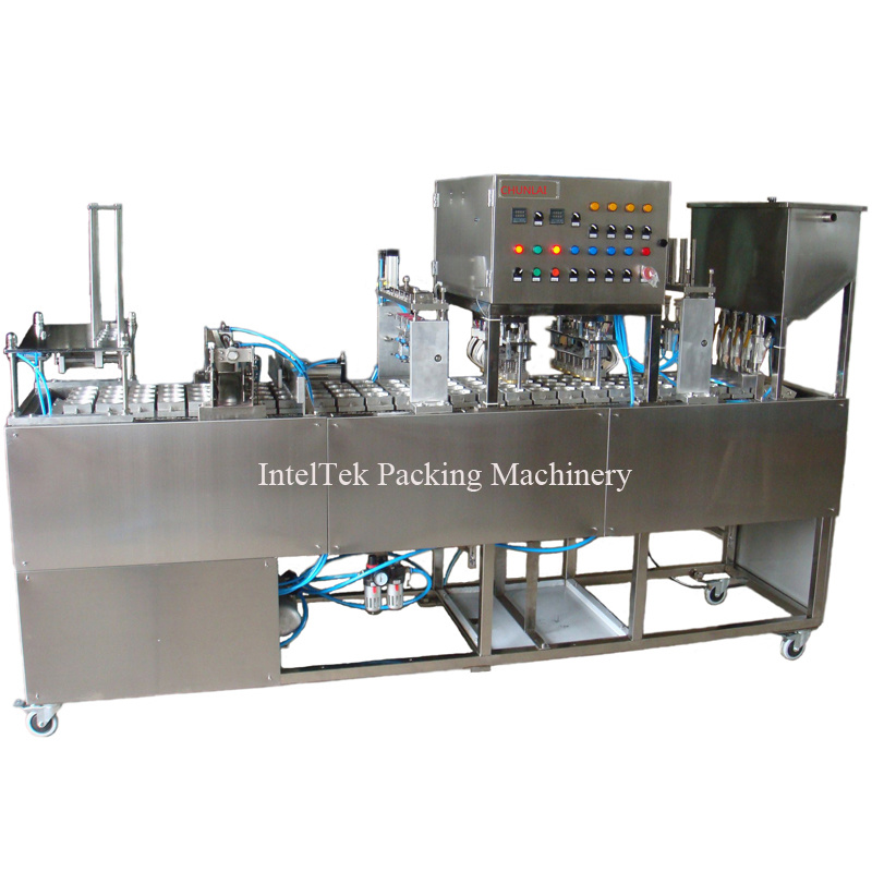 2 4 6 8 Nozzles Automatic Plastic Cup Filling and Sealing Machine for Pure Water/Yogurt/Sauce