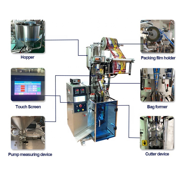 Sachet Sauce / Pasty Liquid Filling Packing Machine Price Ds-200y