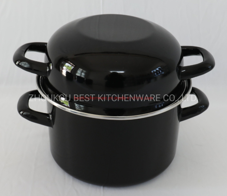 Red Enamel Mussel Pot for Enamel Cookware Enamel Stock Pot with Custom Logo